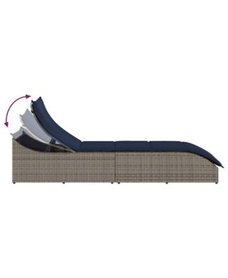 Folding Sun Lounger Grey PE rattan Standard Foldable