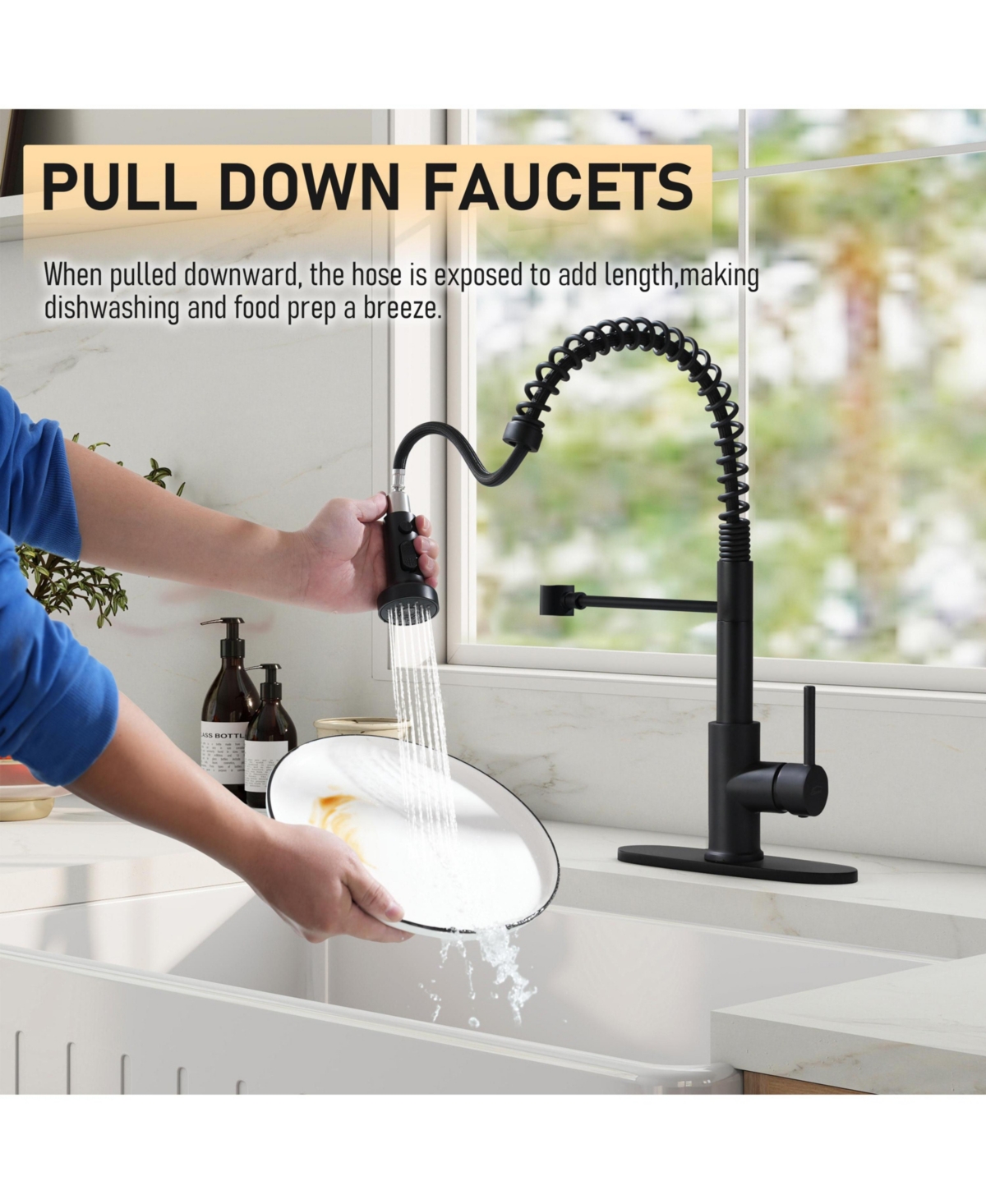 Mondawe pull down kitchen faucet