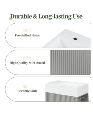 18.6" Bathroom Vanity with Sink, Two-Tier Shelf, Left or Right Orientation, Bathroom Cabinet