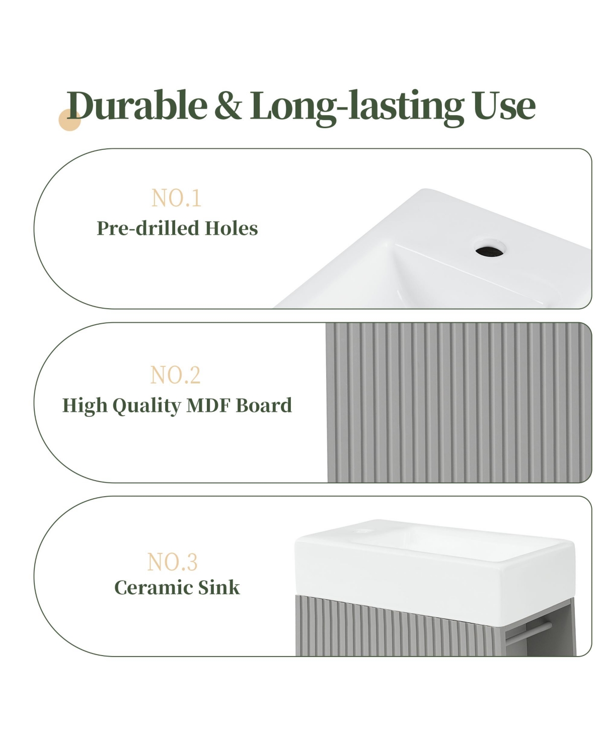 Casainc 18.6" Bathroom Vanity with Sink, Two-Tier Shelf, Left or Right Orientation, Cabinet