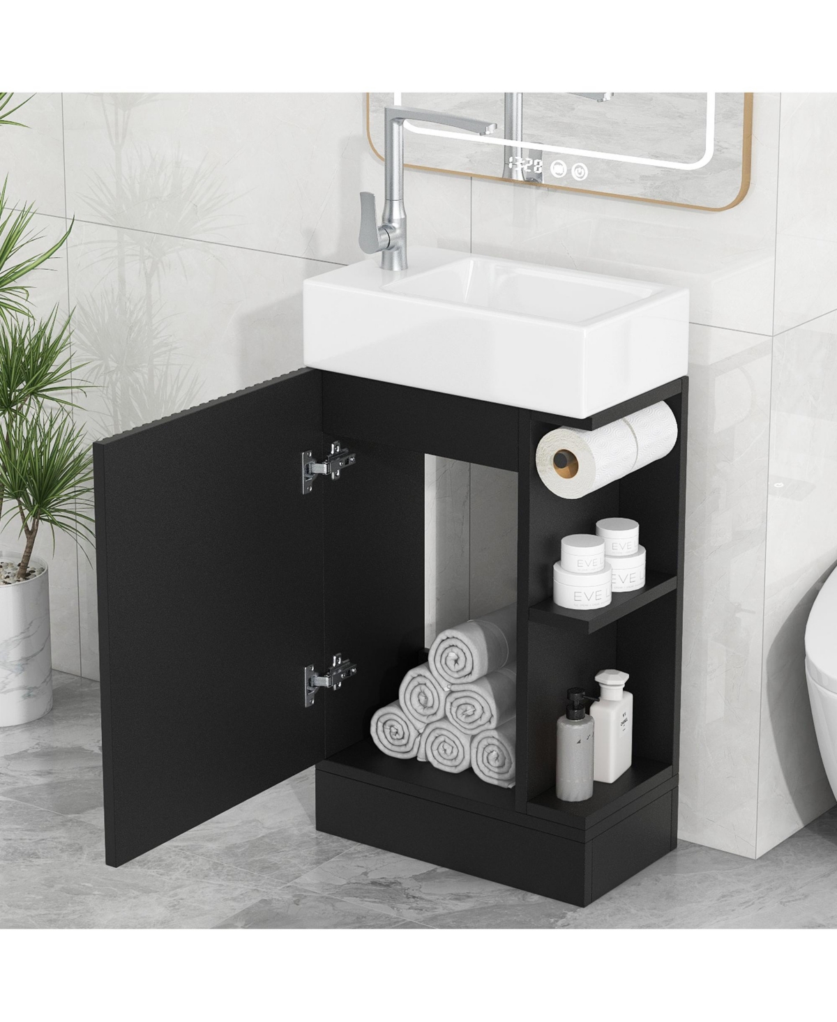 Casainc 18.6" Bathroom Vanity with Sink, Two-Tier Shelf, Left or Right Orientation, Cabinet