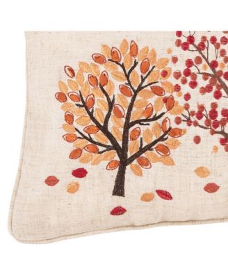 Autumn Forest Falling Leaves Embroidered Mini Accent Pillow 12" x 18"
