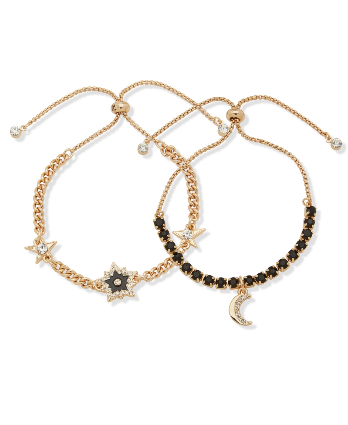 Karl Lagerfeld 2-pc. Gold-tone Star And Moon Slider Bracelet In Gold