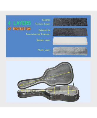 Ultralight EPP Acoustic Guitar Case with Headstock Protector 40/41 Inch Hard Shell Carrying Case with Shoulder Straps for Gig Travel Black