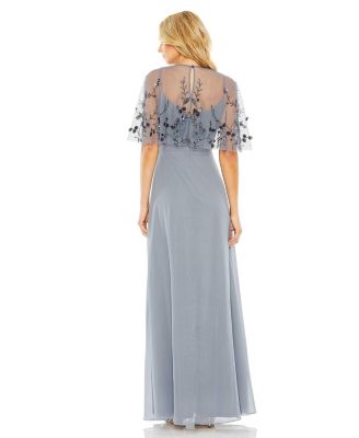 Women's Sleeveless Gown With Embellished Cape