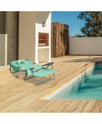 On-Your-Back Outdoor Reclining Beach Lounge Pool Camping Chair, Teal