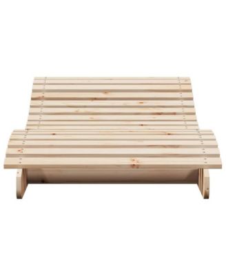 Sun Lounger Natural Pine Solid Pine Wood Large