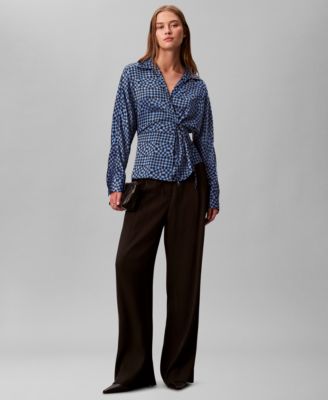 Women's Printed Long Sleeve Wrap Top