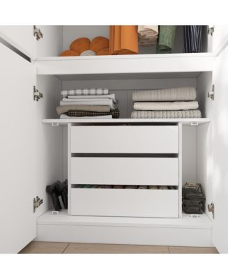 8-Door 3-Drawer Bedroom Armoire with Adjustable Shelves,Hidden Storage Compartments,Wardrobe