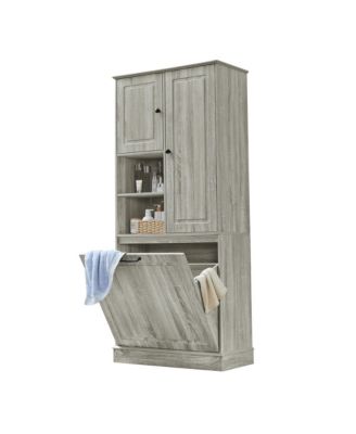 CASAINC 68"H MDF Tall Adjustable Shelves, Flip-Out Basket Storage Cabinet