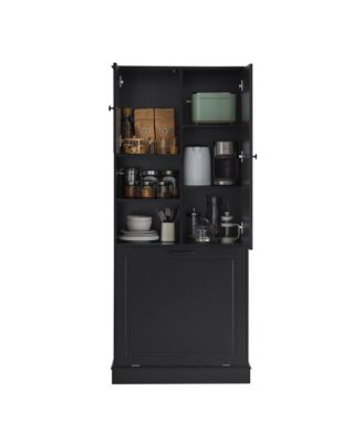 CASAINC 68"H MDF Tall Adjustable Shelves, Flip-Out Basket Storage Cabinet