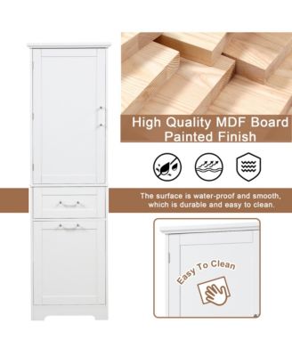 Tall Bathroom Storage Cabinet, Freestanding with Drawers and Adjustable Shelf