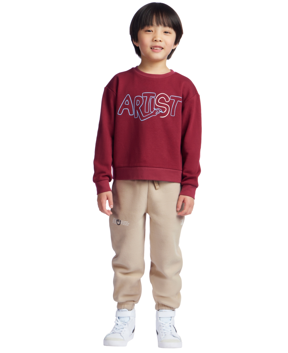 Color Lab Boys 3t-6x Graphic Print Crewneck Sweatshirt In Red