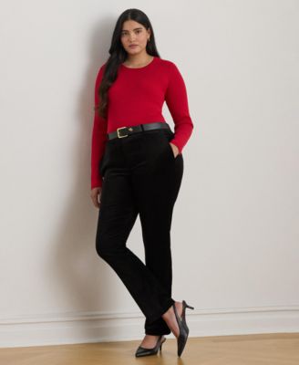 Plus Size Rib-Knit Crew Neck Sweater
