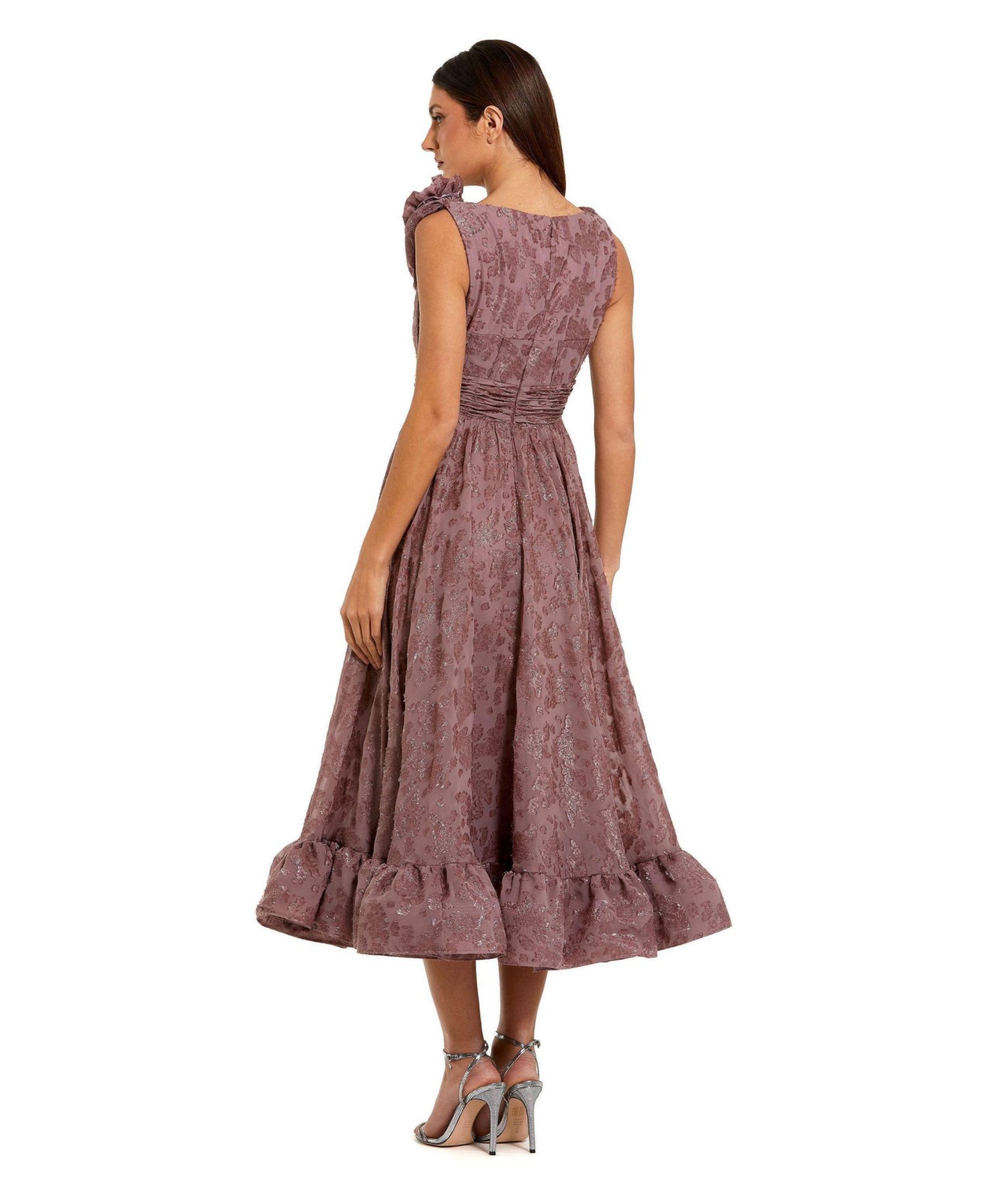 Women's Burnout Chiffon Sleeveless Cowl Neck Midi Dress