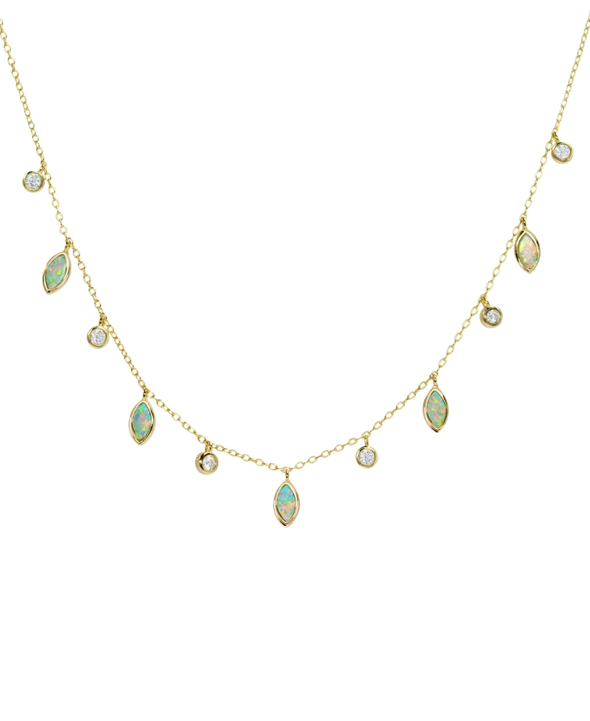 Kamaria Drops Of Spring Necklace With Lab-grown Opal In 14k Gold Plated Sterling Silver In Gold