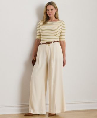 Plus Size Metallic Striped Boat Neck T-Shirt