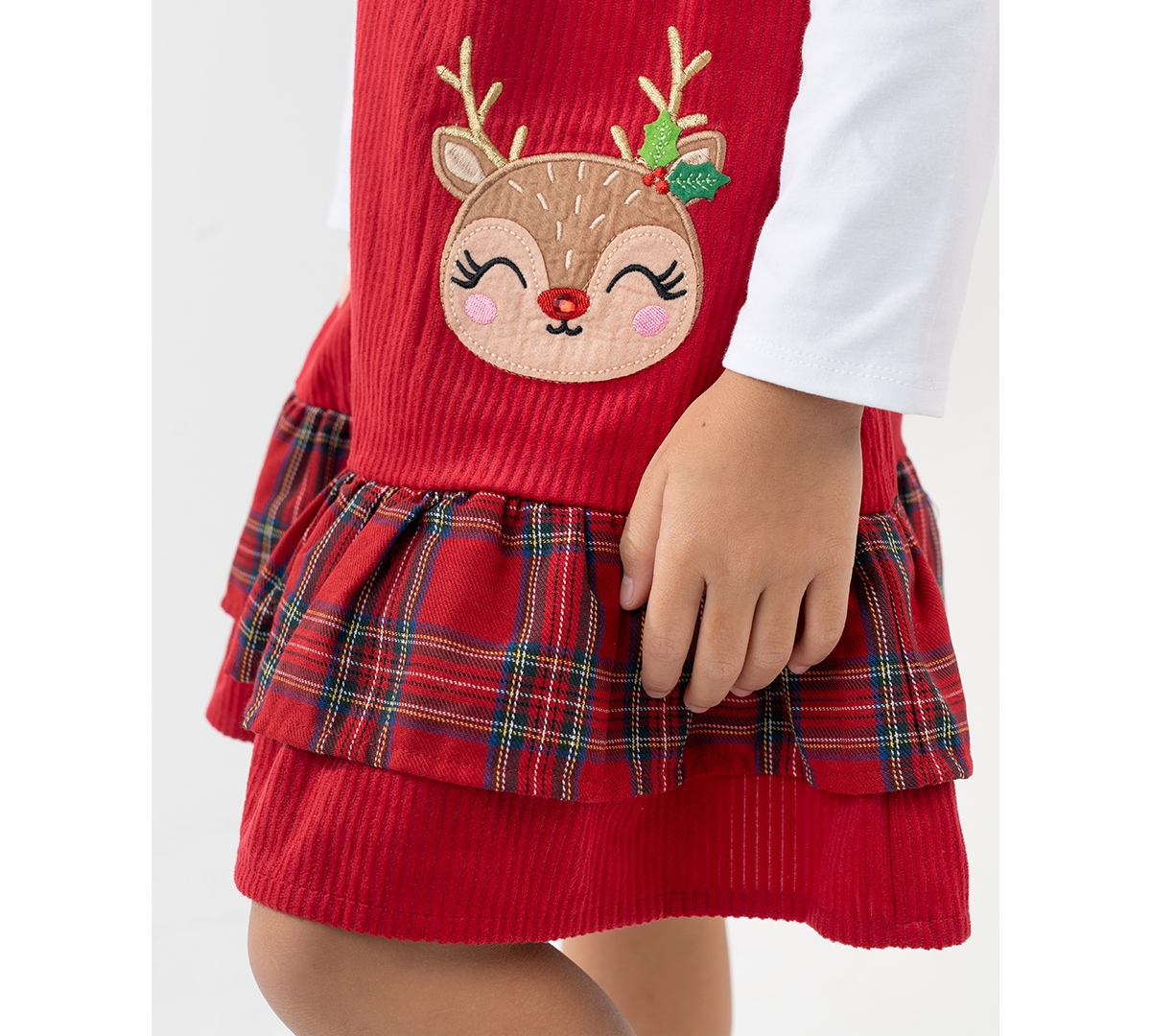 Rare Editions Girls 2T-6X 2-Piece Long Sleeves Top and Plaid Jumper Set