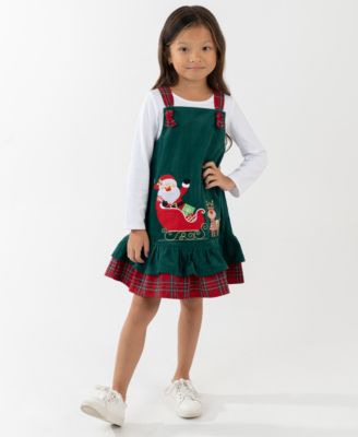 Rare Editions - Girls 2T-6X 2-Piece Long-Sleeve Top and Applique Detail Jumper Set