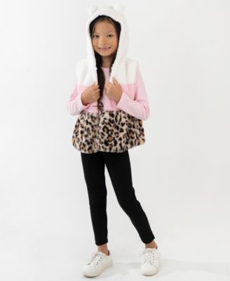 Rare Editions - Girls 2T-6X 3-Piece Long-Sleeve Top, Vest and Leggings Set