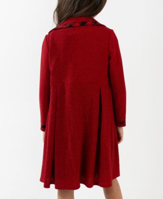 Girls' 2T-6X Long-Sleeve Coat and Dress, 2-Piece Set