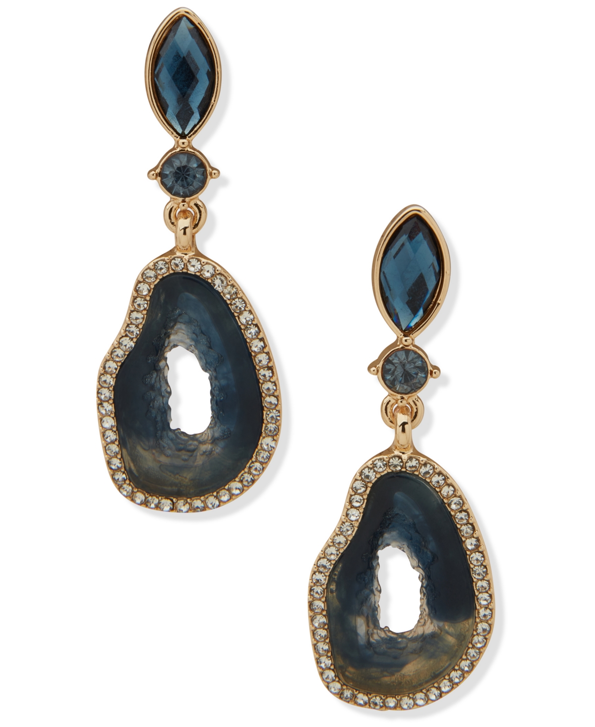Lonna & Lilly Glass And Recon Stone Gold-tone Post Drop Earrings In Multi