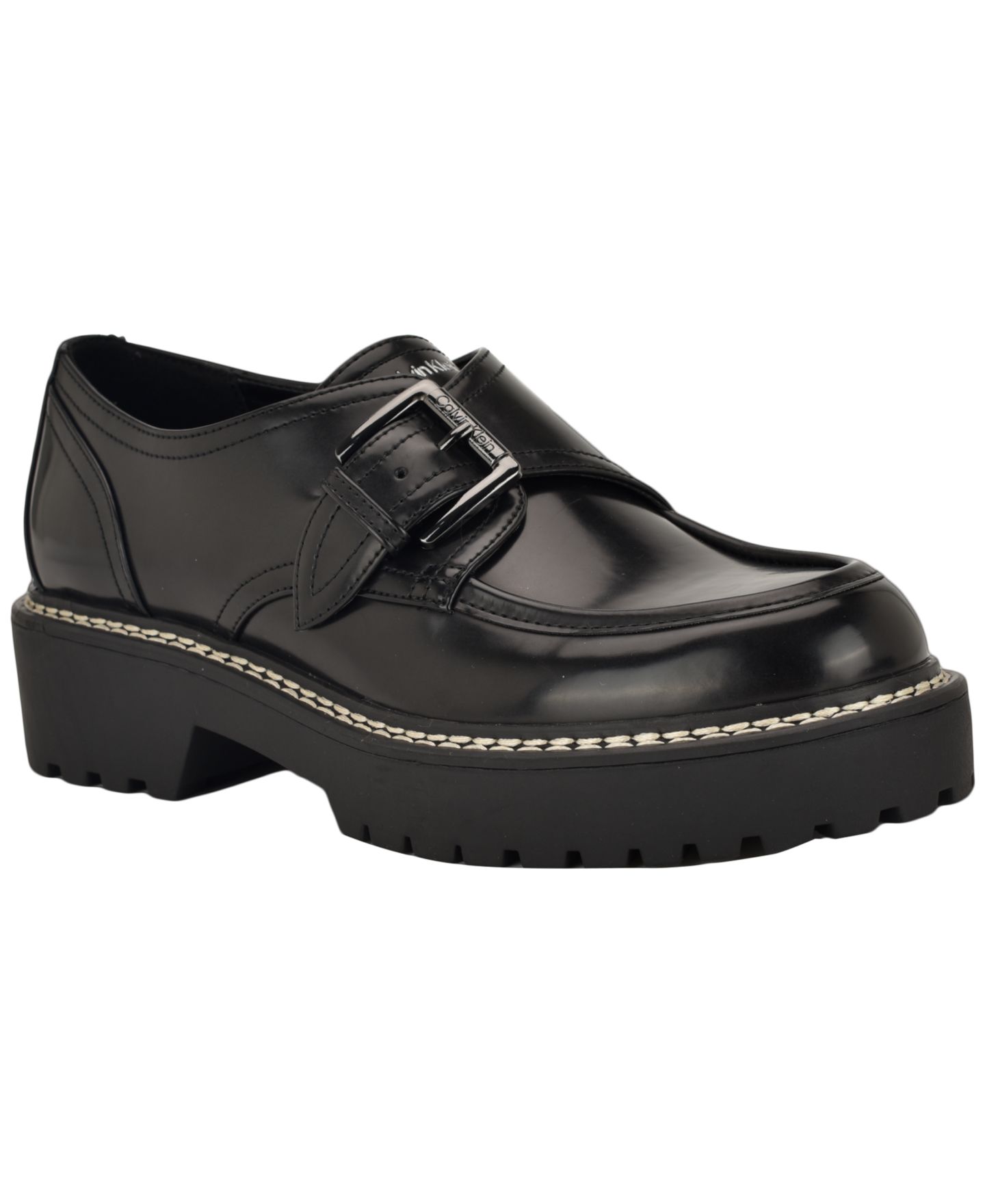 Женские туфли Calvin Klein Saundee Buckle Lug Sole, цвет: Чёрный — фото 1