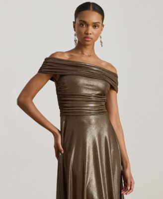 Women's Metallic Off-The-Shoulder Cocktail Dress