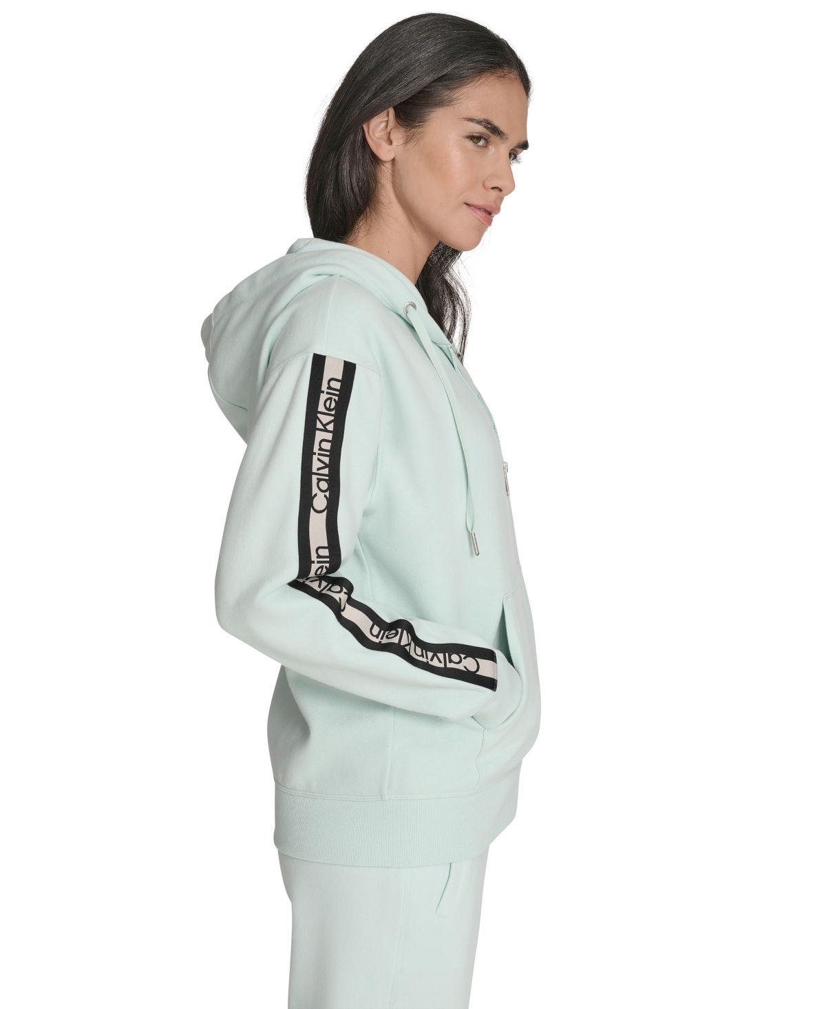 Calvin Klein Women's Fleece Logo Tape Hoodie Jacket