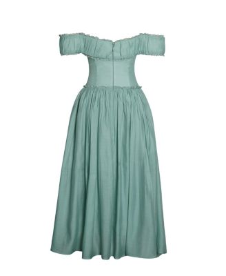 Women's Xavy Teal Green Off Shoulder Corset Midi Dress