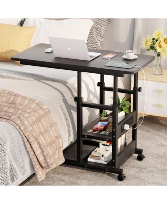 Height Adjustable C Table with USB Port and Wheels