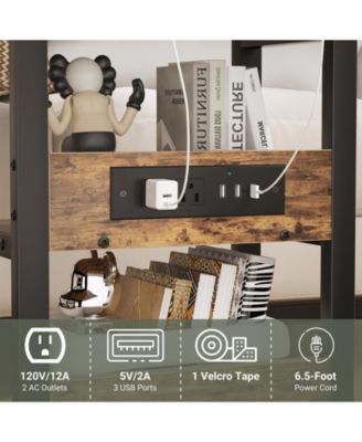 Height Adjustable C Table with USB Port and Wheels