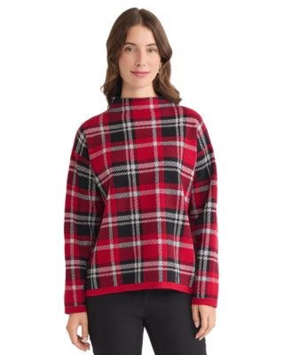 Women's Plaid Mock Neck Sweater
