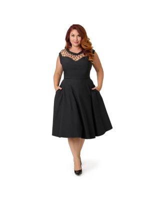 Plus Size Diamond Cutout Swing Dress