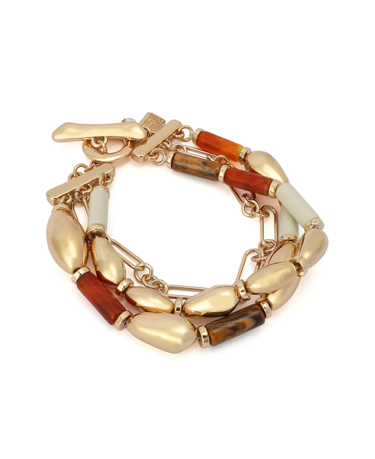Robert Lee Morris Soho Mixed Stone Molten Beaded Bracelets In Gold