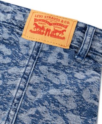 Girls' 7-16 Leopard Denim Button Front Skirt