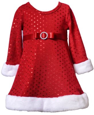 Bonnie Baby - Baby Girls Long-Sleeve Foiled Dot Santa Dress