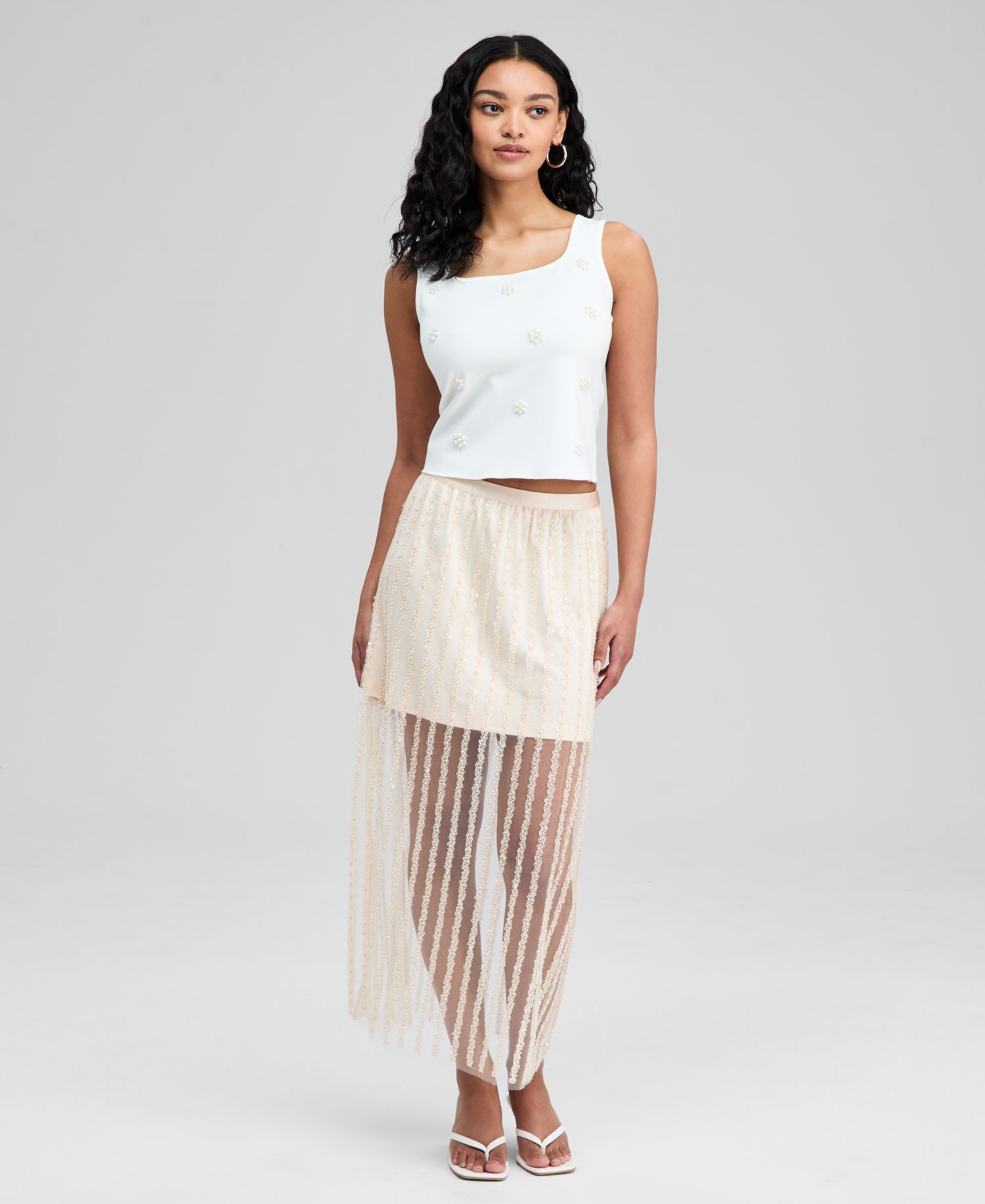Women's Sequin-Stripe Maxi Skirt