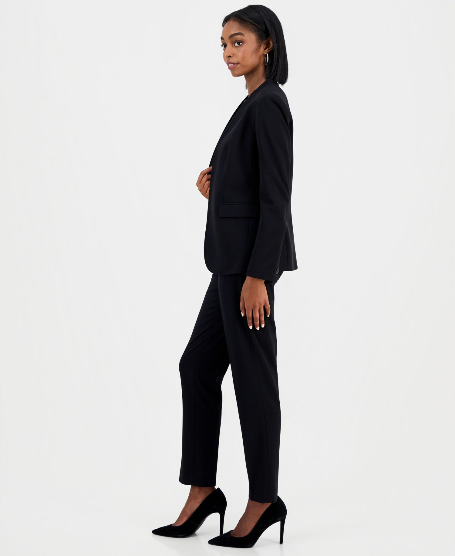 Women's Bi-Stretch Collarless Open-Front Blazer, Scoop-Neck Camisole & Bi-Stretch Straight-Leg Dress Pants