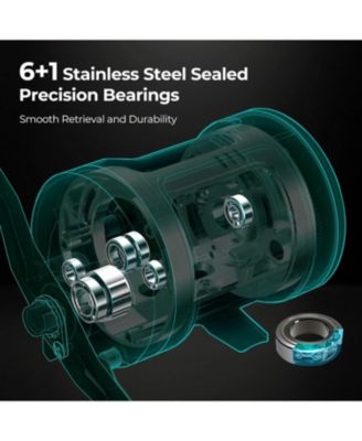 Chaos Pro Baitcasting Fishing Reel, CNC Machined Round Catfish Reel with 25LB Max Drag, Trolling Reel with Level Wind & Magnetic Braking System