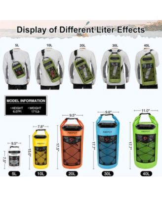 Dry Bag, Waterproof Floating Backpack 5L/10L/20L/30L/40L with Waterproof Phone Case for Boating, Kayaking, Fishing