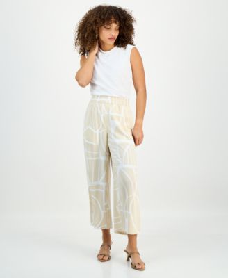 I.N.C. International Concepts - Petite Printed Cropped Pull-On Pants