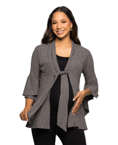 Женские куртки 24seven Comfort Apparel Maternity Tie Front Bell Sleeve Jacket