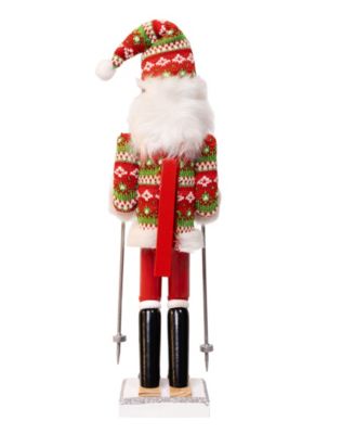 Delightful 15" Ski Santa with Christmas Sweater Nutcracker