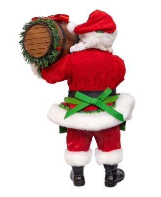 Fun and Festive 10.5" Fabrich&eacute; Beer Santa with Barrel