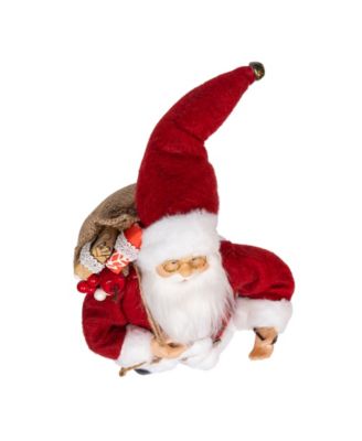 12" Standing Christmas Santa with Sack and Lantern