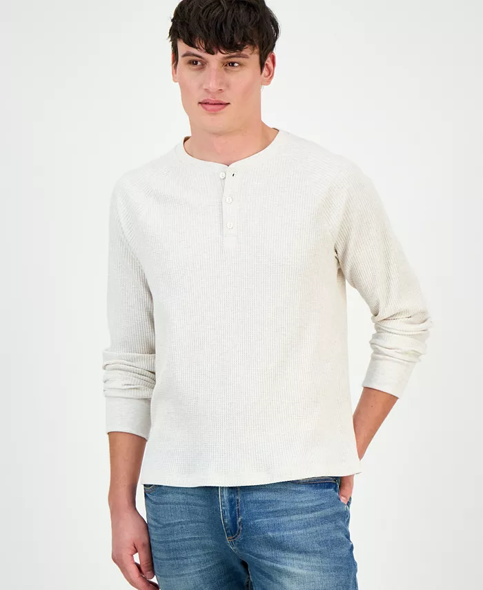 Men's Thermal Waffle-Knit Henley Shirt