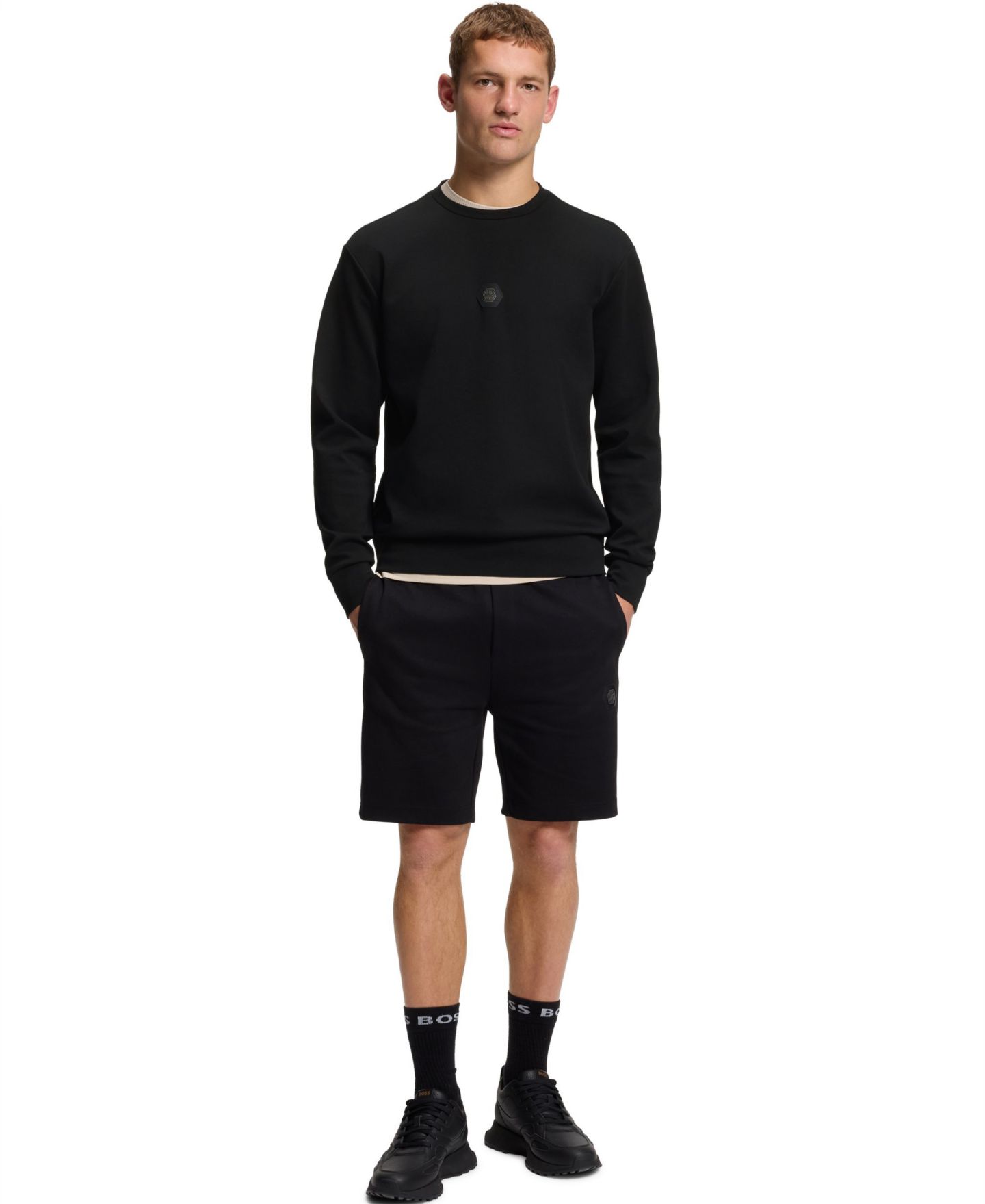 Мужской свитшот Hugo Boss Monogram Cotton-Blend, цвет: Чёрный — фото 2