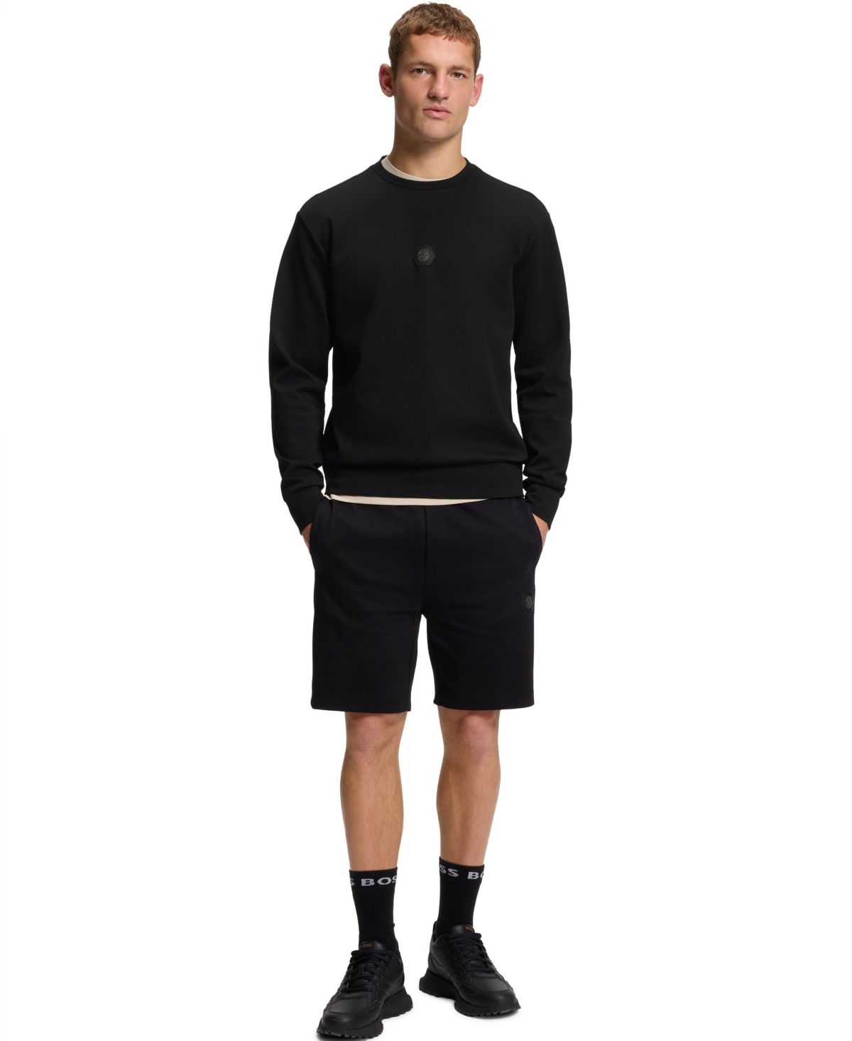 Hugo Boss Boss By  Men's Monogram Cotton-blend Sweatshirt In Black