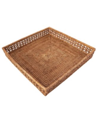 Artifacts Trading Company Rattan Seca Design Square Tray 16"